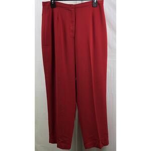 George Dress Pants Women 10 Red Fully Lined Trouser Zip Flat Front Straight Leg